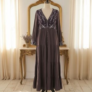 Chic Long Sleeve Gray Dress